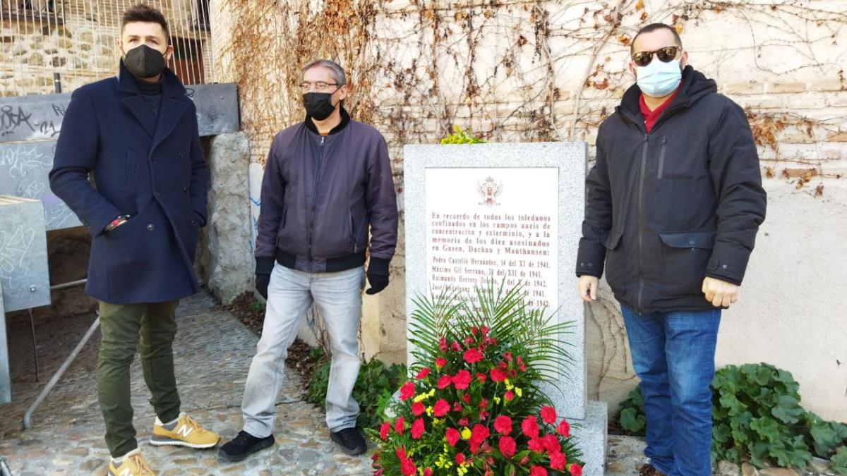 El responsable provincial del PCE, Pepe Iniesta, el coordinador provincial de Izquierda Unida en Toledo, Jorge Vega, el diputado provincial de Unidas IU, Mario García