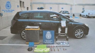 Elementos aprehendidos por la Policía Nacional a los detenidos cuando se disponían a asaltar un furgón en Ciudad Real