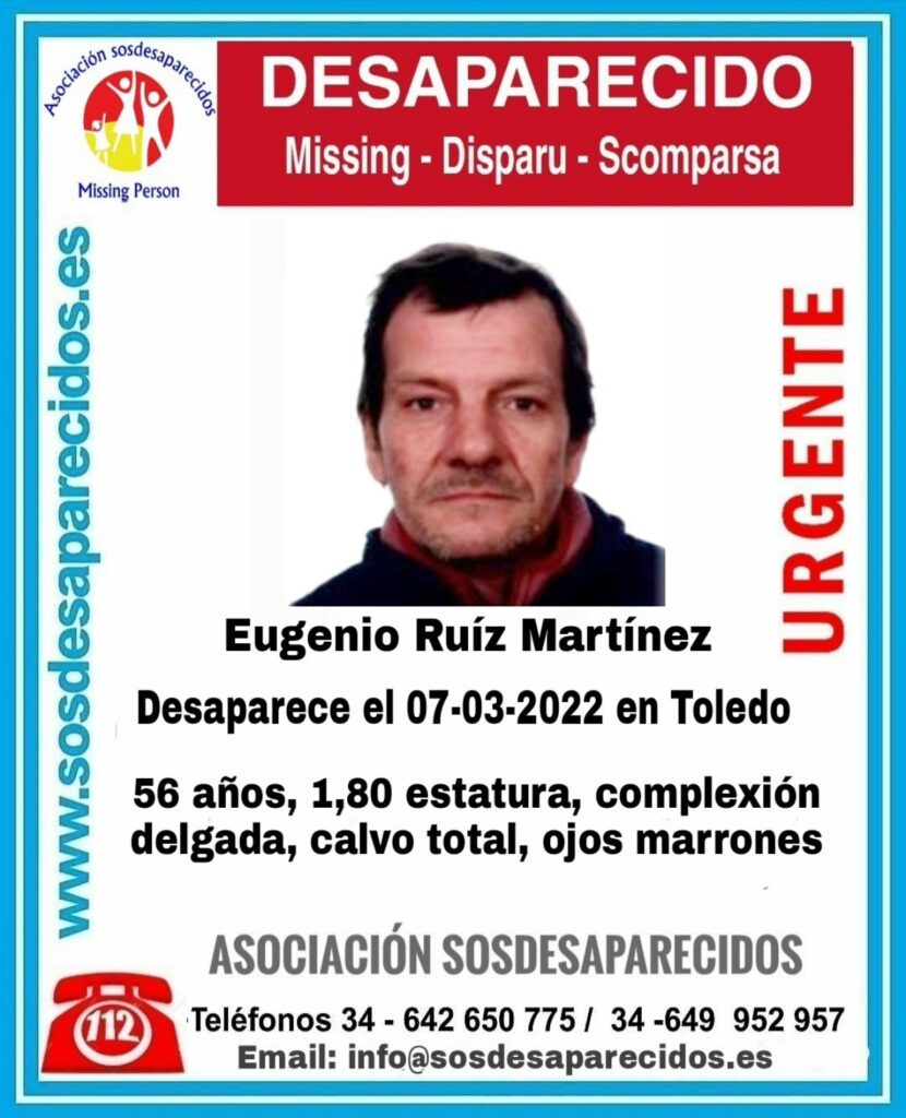 Hombre desaparecido en Toledo / Imagen: Asociación SOS Desaparecidos