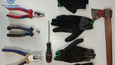 Según pudieron comprobar los agentes, habían utilizado unos guantes y varias herramientas - alicates, un hacha, un destornillador - para cortar la valla perimetral y acceder, presuntamente con la intención de sustraer cableado de cobre / Policía Nacional
