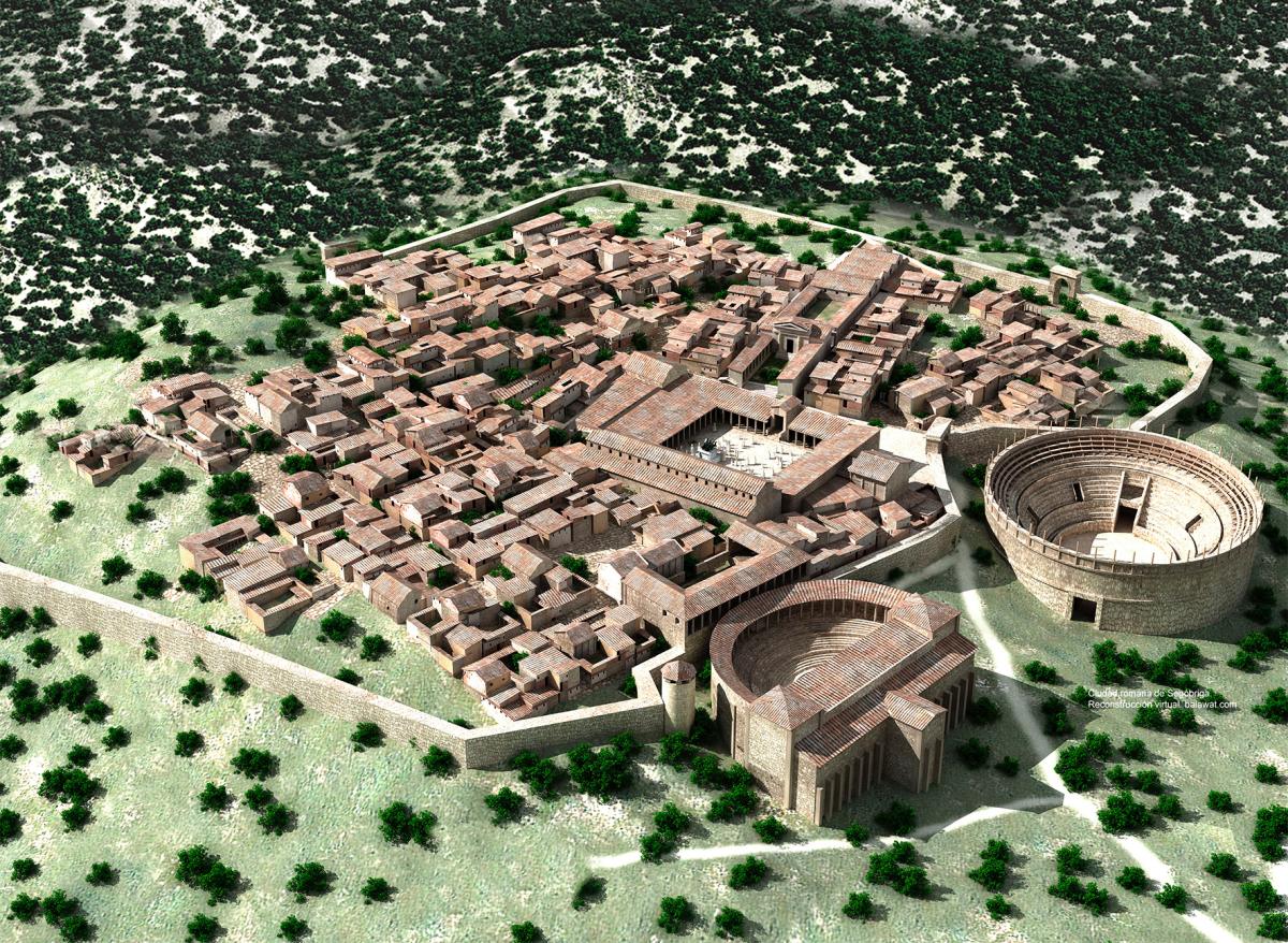 Segobriga a finales del siglo I d.C. Imagen virtual creada por Balawat a partir de los datos del equipo investigador