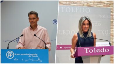 El viceportavoz del Grupo Municipal Popular en el Ayuntamiento de Toledo, José López Gamarra y la alcaldesa de Toledo, Milagros Tolón