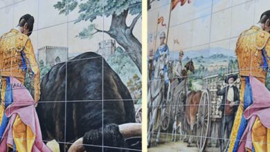 Aparecen pintadas en el mural cerámico de Talavera dedicado a las Mondas / Foto: Ayuntamiento Talavera de la Reina