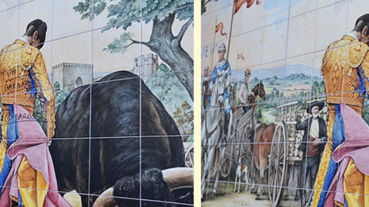 Aparecen pintadas en el mural cerámico de Talavera dedicado a las Mondas / Foto: Ayuntamiento Talavera de la Reina