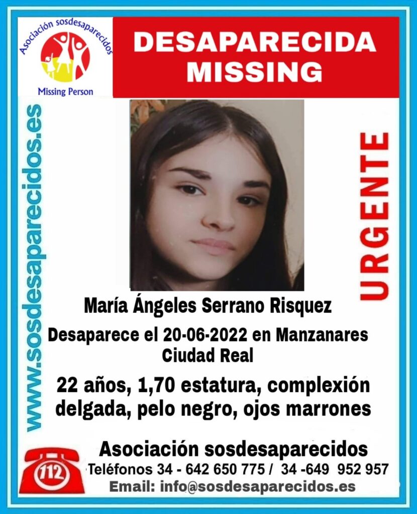 Joven desparecida en la provincia de Ciudad Real / Imagen: Asociación SOS Desaparecidos