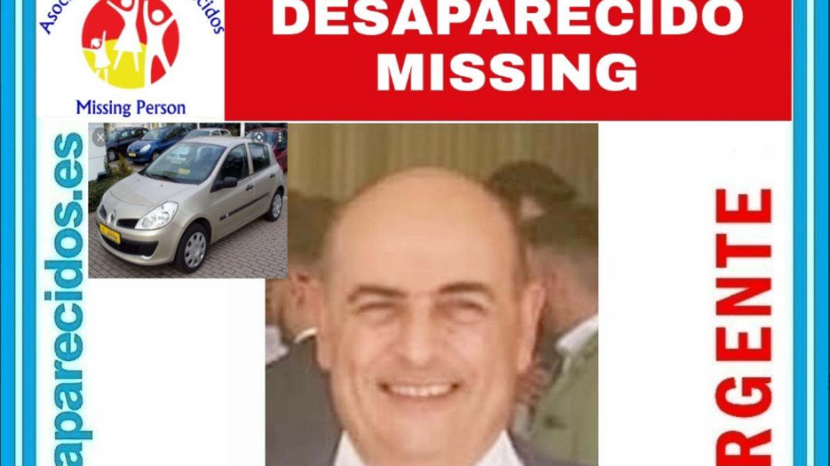 Cartel difundido por Alerta SOS Desaparecidos del desaparecido en la provincia de Ciudad Real