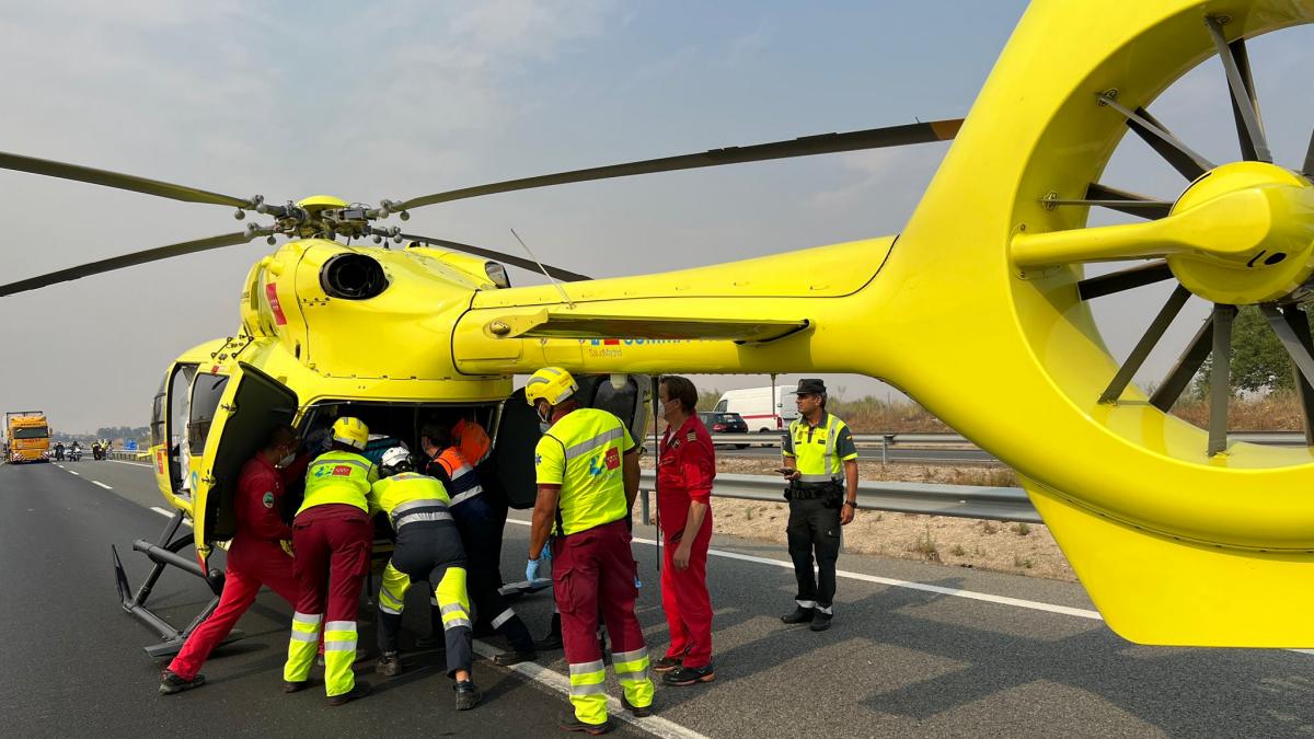 Uno de los heridos ha sido trasladado con pronóstico grave al Hospital 12 de Octubre por el helicóptero de SUMMA112 / Foto: 112 Comunidad de Madrid
