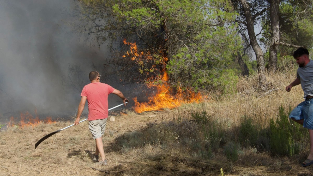 VALVERDEJO (CUENCA), 30/07/2024.- Medios combaten el incendio forestal en Valverdejo, en la provincia de Cuenca. El incendio que se ha declarado este martes en Valverdejo (Cuenca) se ha elevado a nivel 2 de emergencia por posible afección a bienes de naturaleza no forestal e infraestructuras esenciales, donde hay rachas de viento de 40 kilómetros por hora y se desplaza la Brigada de Refuerzo de Incendios Forestales (BRIF) de Lubia (Soria). EFE / Álvaro Del Olmo