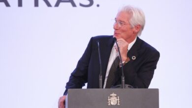 (Foto de ARCHIVO) El activista y actor Richard Gere ofrece una rueda de prensa en el Complejo de la Moncloa. Ricardo Rubio / Europa Press 25/10/2018